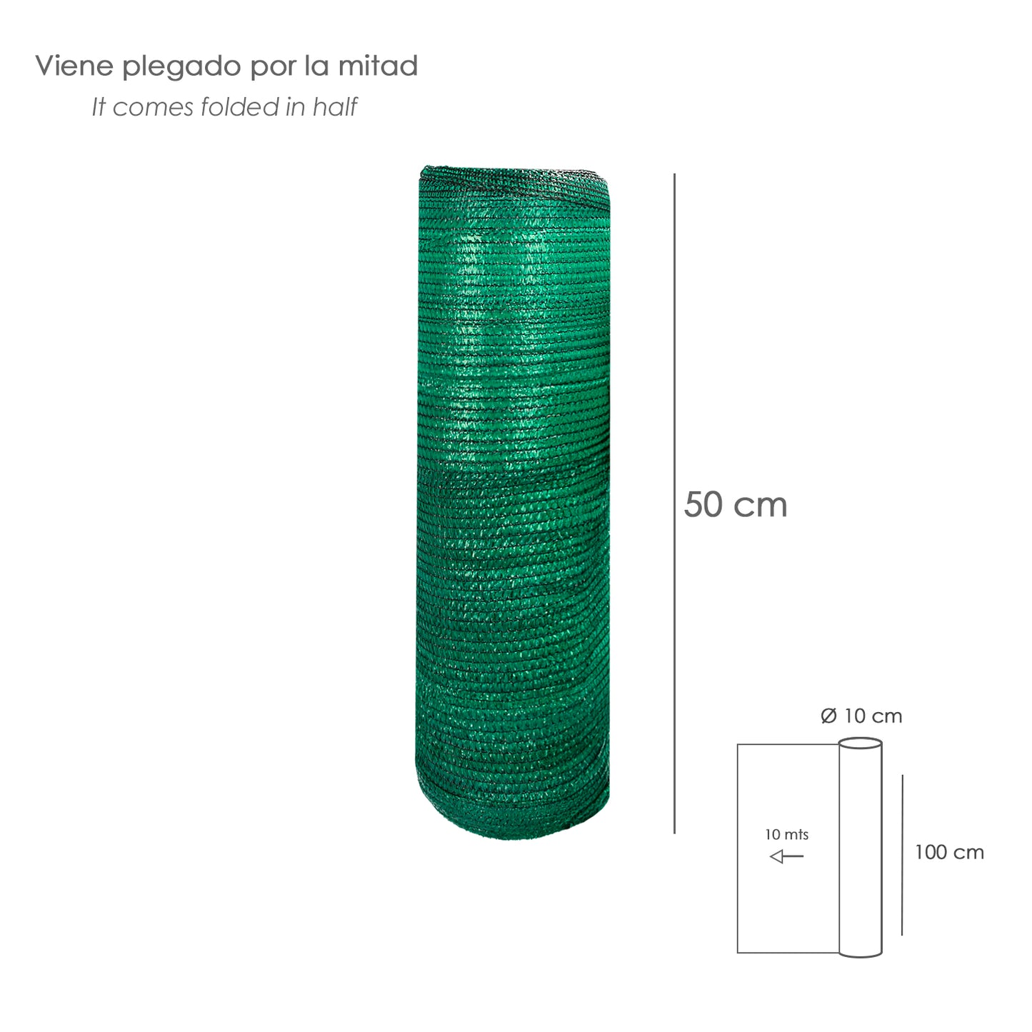 Malla Sombreo Rollo 1,0 x 10 Metros, Reduce Radiación, Protección Jardín y Terraza, Regula Temperatura, Color Verde Claro