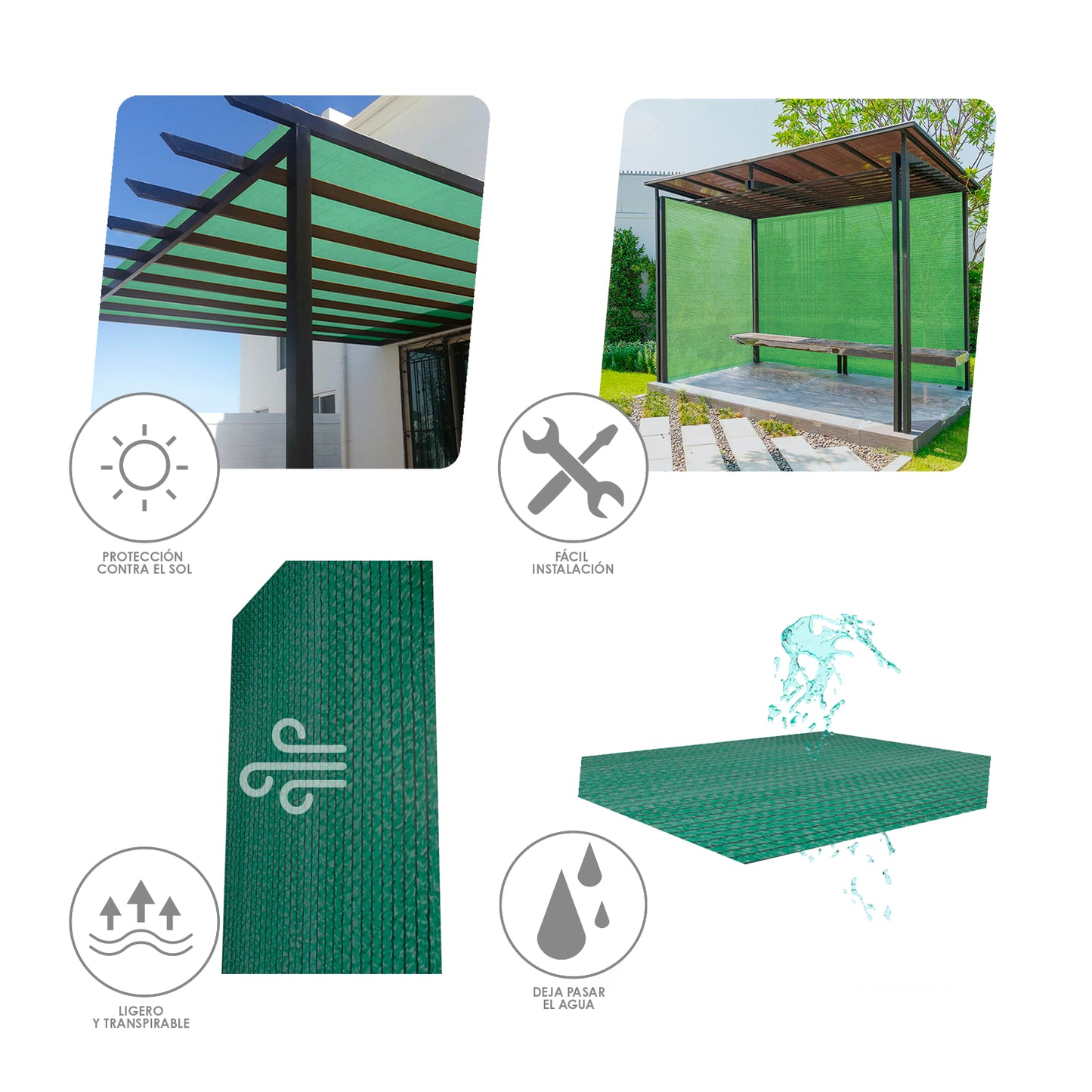 Malla Sombreo Rollo 1,0 x 10 Metros, Reduce Radiación, Protección Jardín y Terraza, Regula Temperatura, Color Verde Claro
