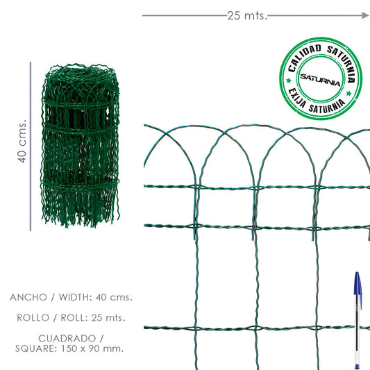 Malha Eletrossoldada Plastificada Residencial Altura 40 cm. Role 25 metros