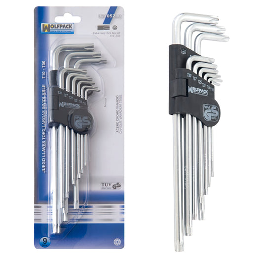 Conjunto de chaves torx "L" 9 peças comprimento inviolável