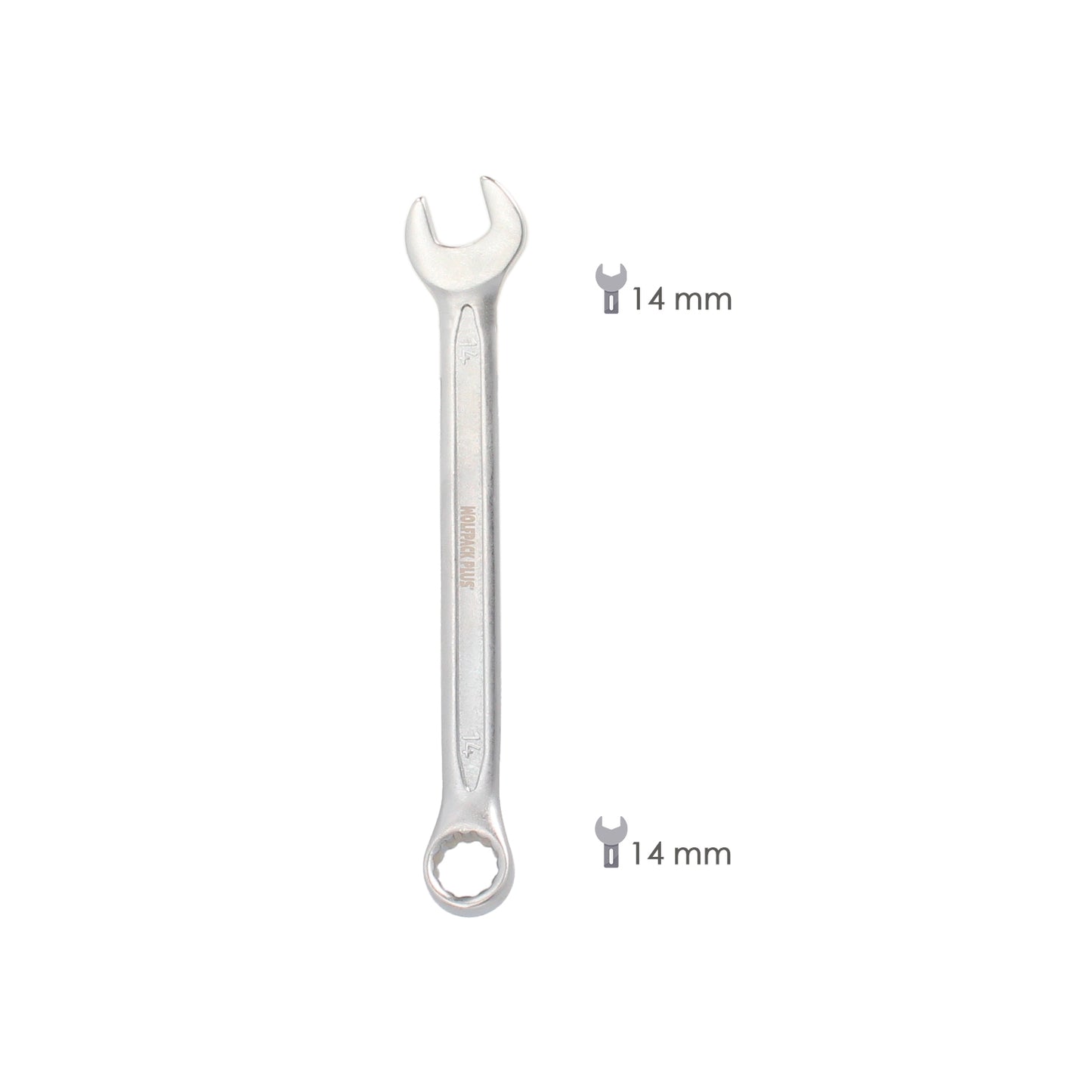 Llave Combinada Plus 14x14 Acero Cromo Vanadio DIN 3113. Llave Doble Boca, Llave Fija, Llave Estrella