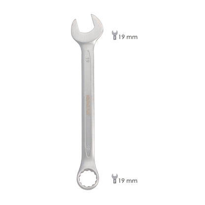 Llave Combinada Plus 19x19 Acero Cromo Vanadio DIN 3113. Llave Doble Boca, Llave Fija, Llave Estrella