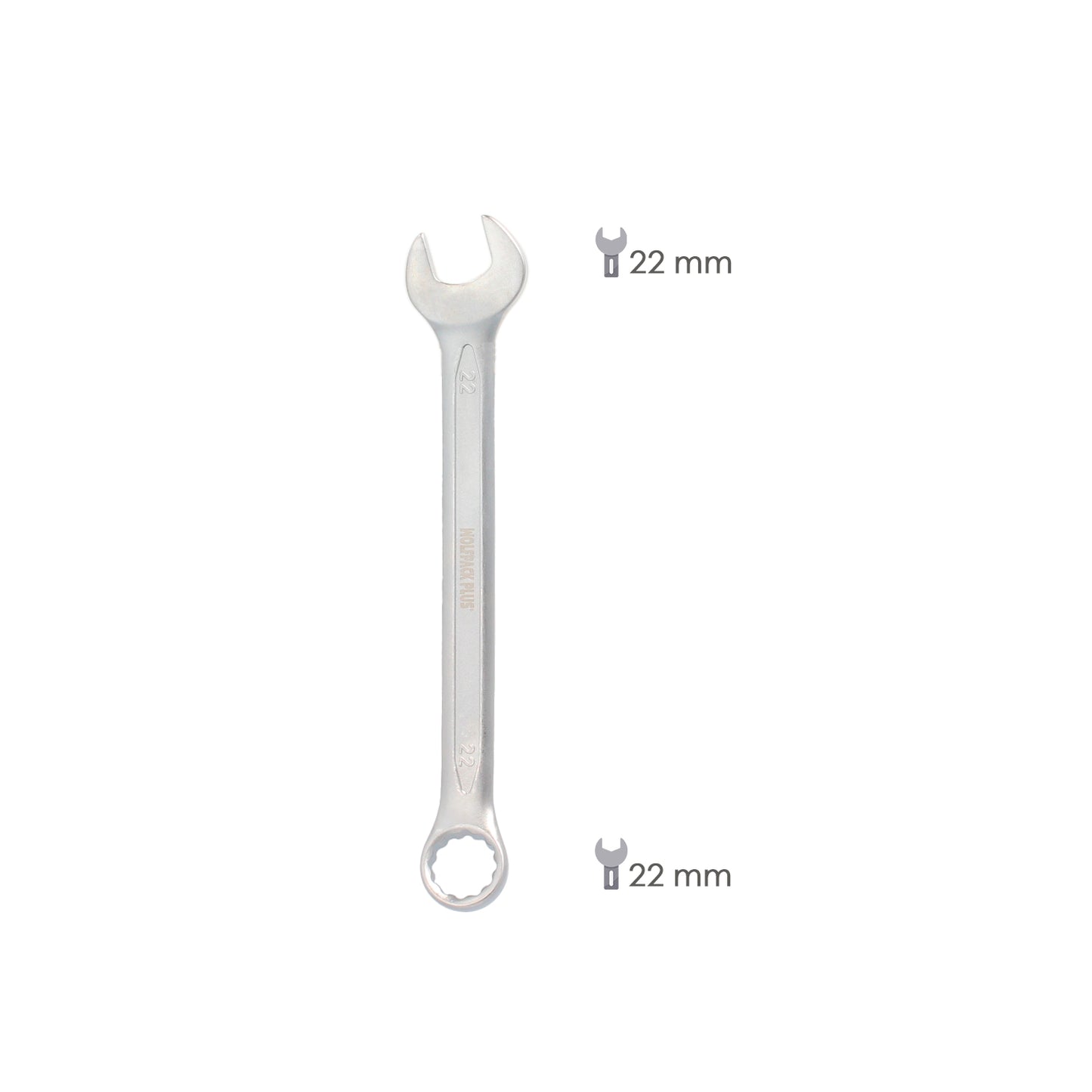 Llave Combinada Plus 22x22 Acero Cromo Vanadio DIN 3113. Llave Doble Boca, Llave Fija, Llave Estrella