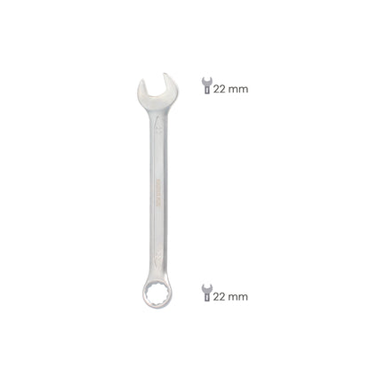Llave Combinada Plus 22x22 Acero Cromo Vanadio DIN 3113. Llave Doble Boca, Llave Fija, Llave Estrella