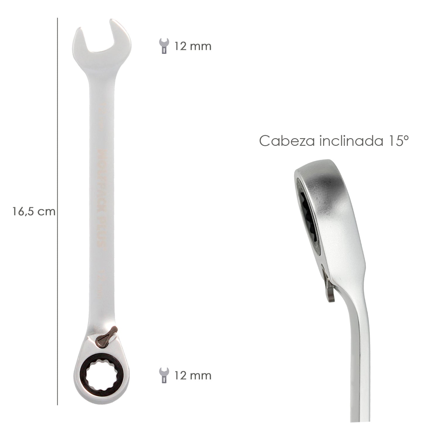 Chave combinada com catraca 12 mm. DIN 3113