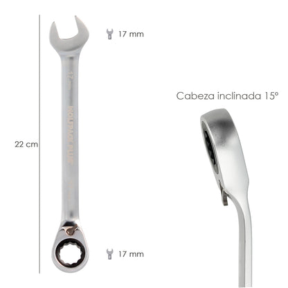 Chave combinada com catraca 17 mm. DIN 3113