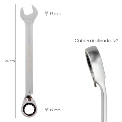 Chave combinada com catraca 19 mm. DIN 3113