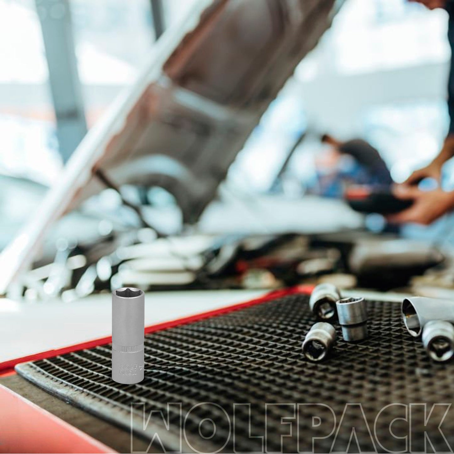 Llave Vaso 1/4" Hexagonal Larga 12 mm. Perfil de 6 caras. Acero Cromo Vanadio, Aristas Redondas