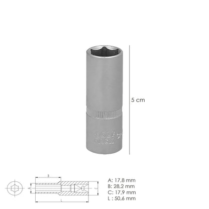 Llave Vaso 1/4" Hexagonal Larga 13,0 mm.