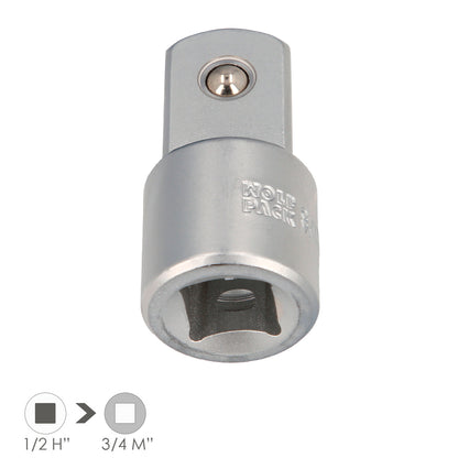 Adaptador Aumentador 1/2" Hembra A 3/4" Macho Acero Cromo Vanadio, Aristas Redondas, Reductor Carraca,