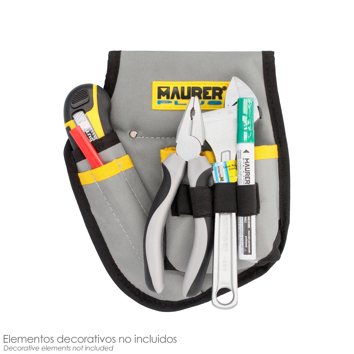 Bolsa de Ferramentas Capa para Cinto Com 3 Bolsos e 4 Elásticos. Porta-ferramentas para eletricistas com vários bolsos