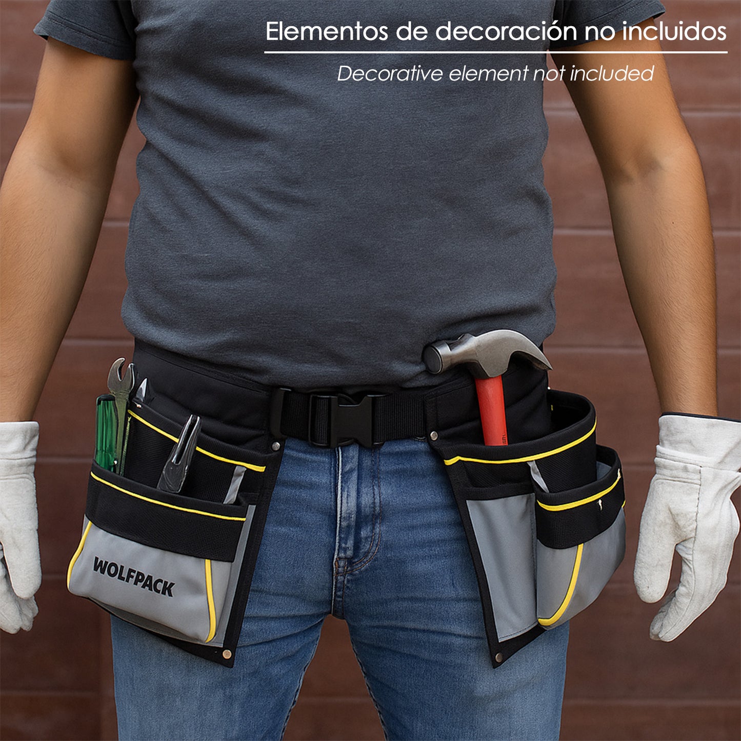 Bolsa Encofrador Doble Con Cinturón Ajustable, Colgador de Martillo, Bolsa Herramientas, Portaherramientas