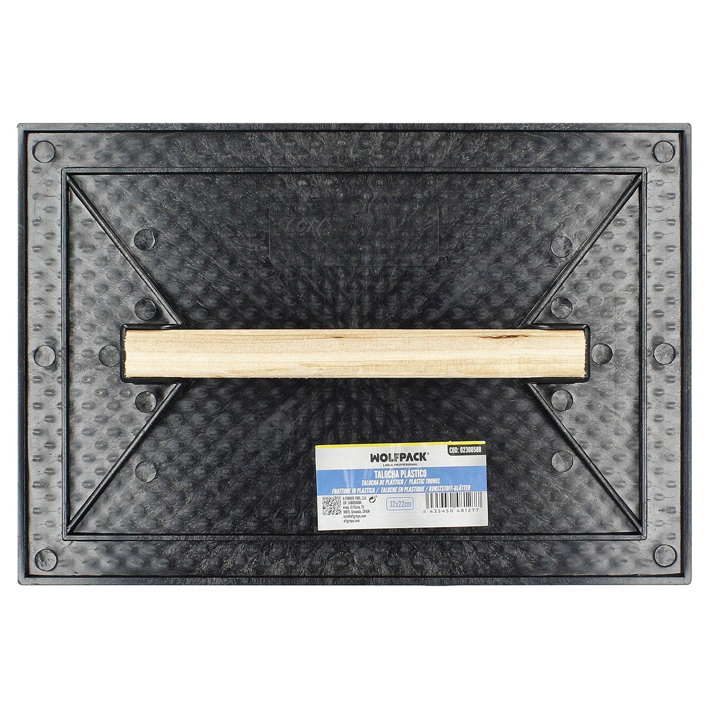 Talocha Plastico 32x22 cm. Mango Madera Negra Con Alveolos