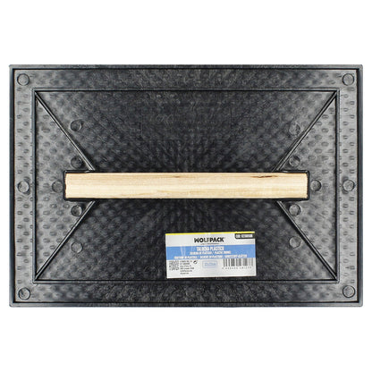 Talocha Plastico 32x22 cm. Mango Madera Negra Con Alveolos