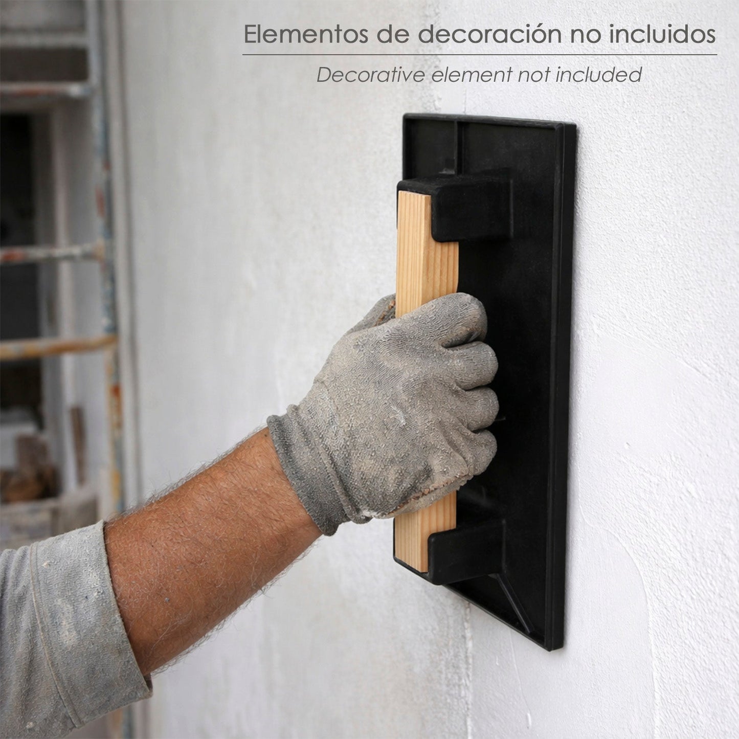 Talocha Plastico 32x22 cm. Mango Madera Negra Con Alveolos