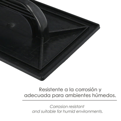 Talocha Plastico 27x18 cm. Mango Redondo Negro Con Alveolos