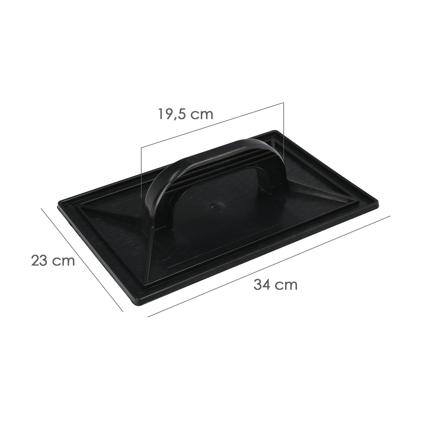 Talocha Plastico 34x23 cm. Mango Redondo Negro Con Alveolos