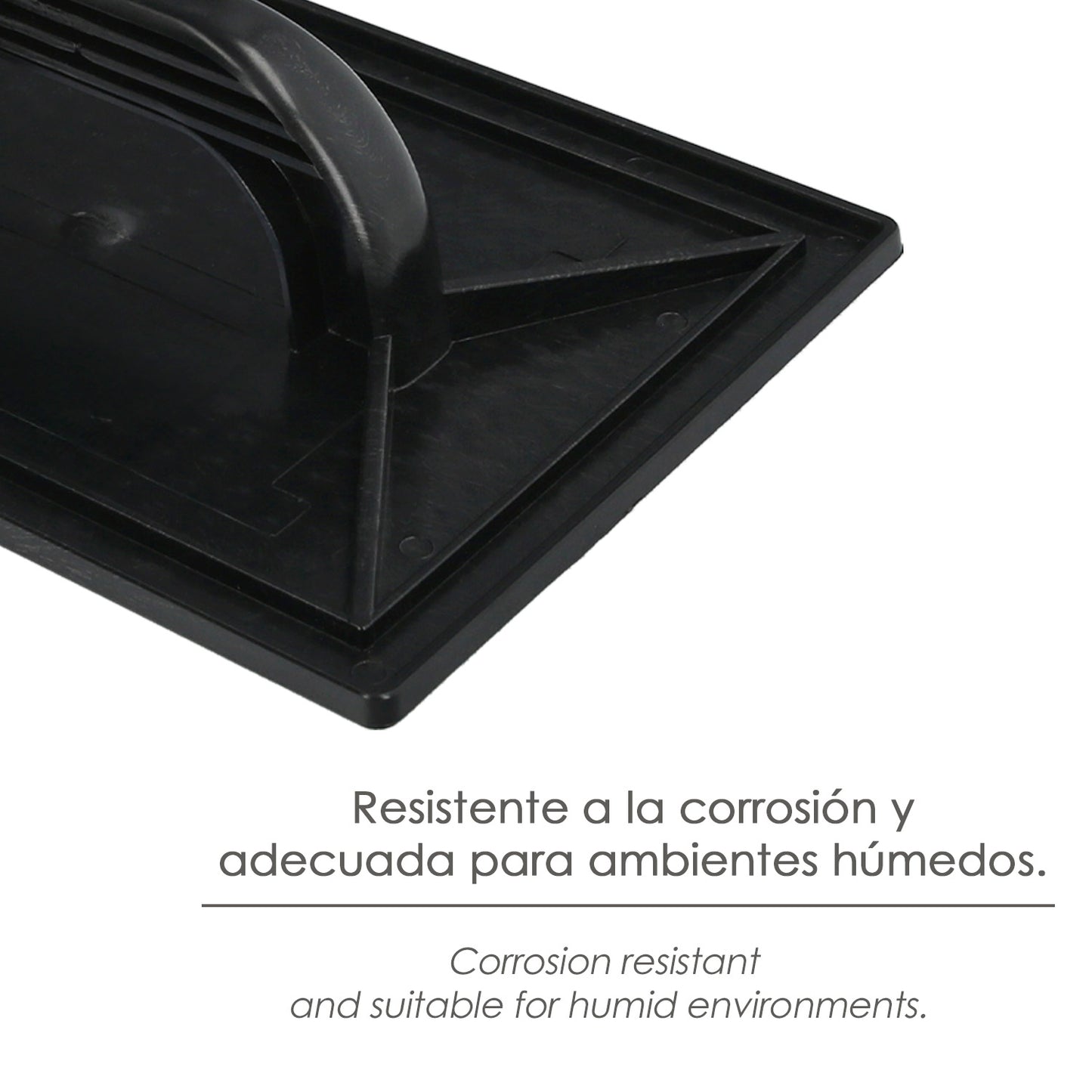 Talocha Plastico 34x23 cm. Mango Redondo Negro Con Alveolos