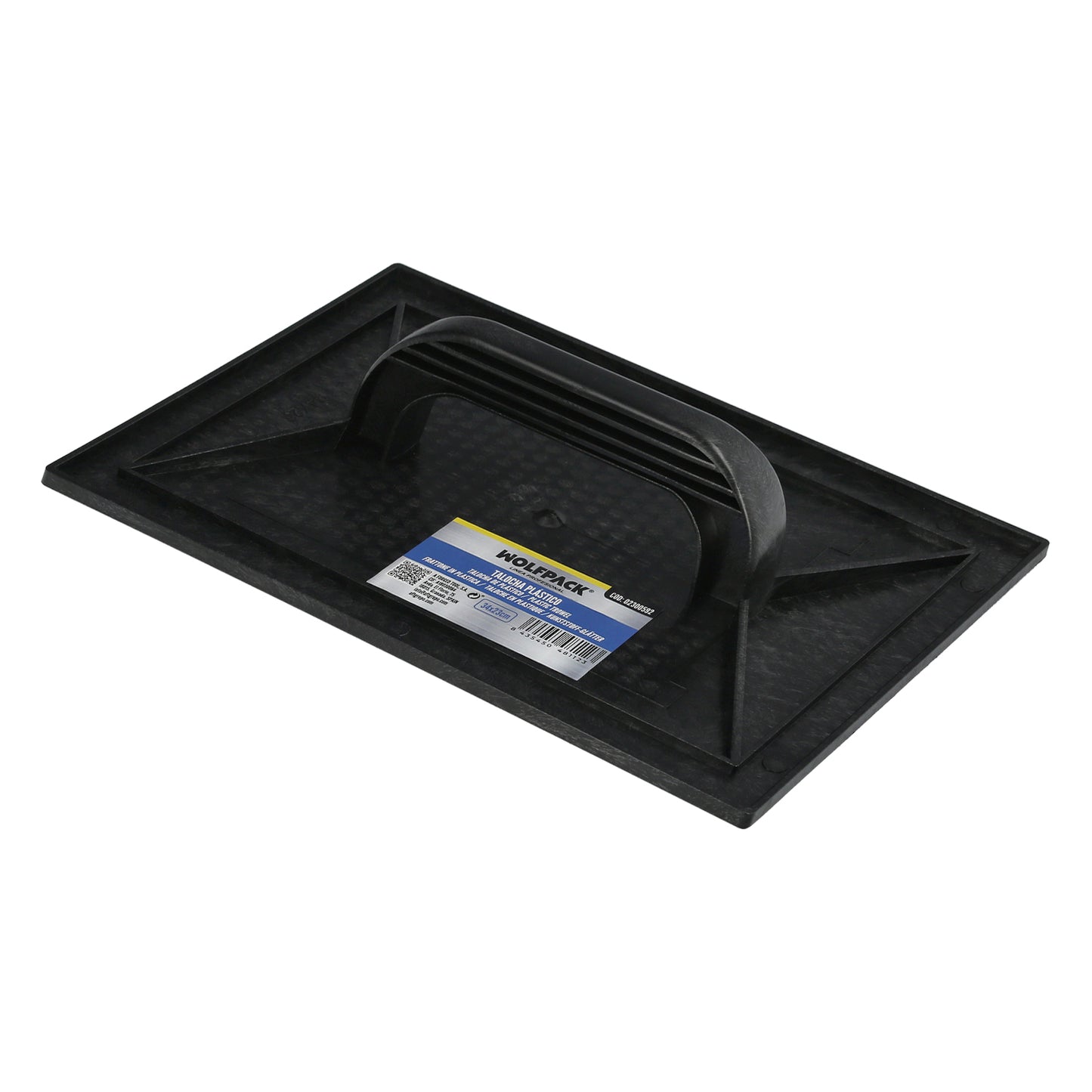 Talocha Plastico 34x23 cm. Mango Redondo Negro Con Alveolos