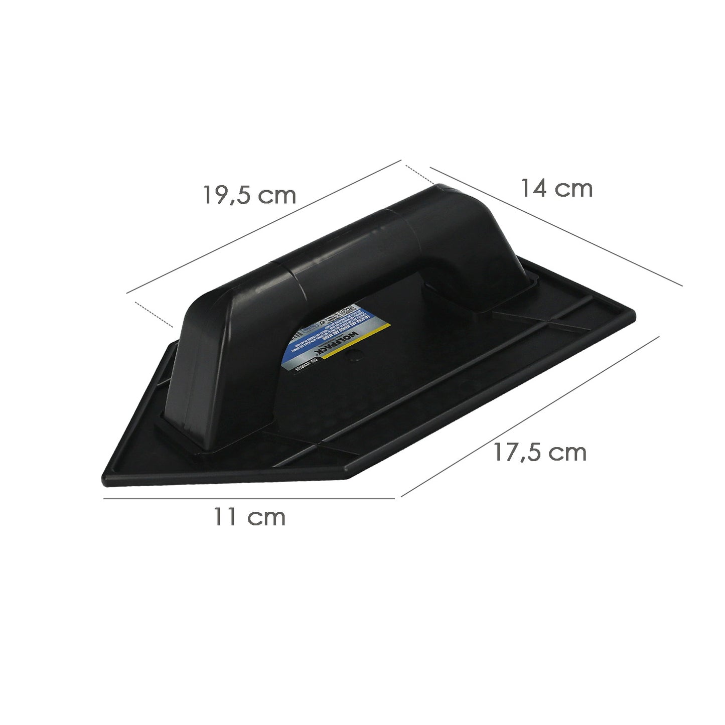 Talocha Plastico Punta Mango Redondo 26x14 cm. Negro Con Alveolos