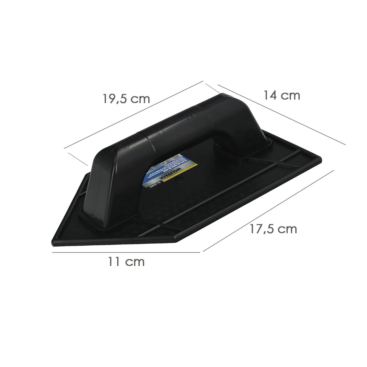 Talocha Plastico Punta Mango Redondo 26x14 cm. Negro Con Alveolos