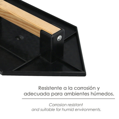 Talocha Plastico Punta Mango Madera 27x18 cm. Negro Con Alveolos.