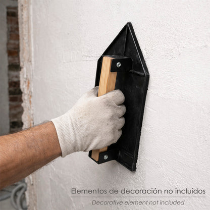 Talocha Plastico Punta Mango Madera 27x18 cm. Negro Con Alveolos.