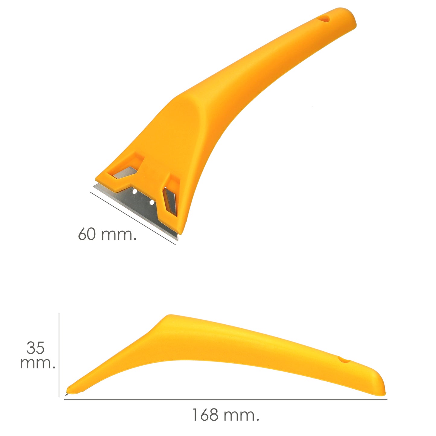 Rascavidrios Plastico Amarillo Hoja 60 mm. Rasqueta Vitroceramica, Rascador Vidrio, Rascador Vitroceramica,