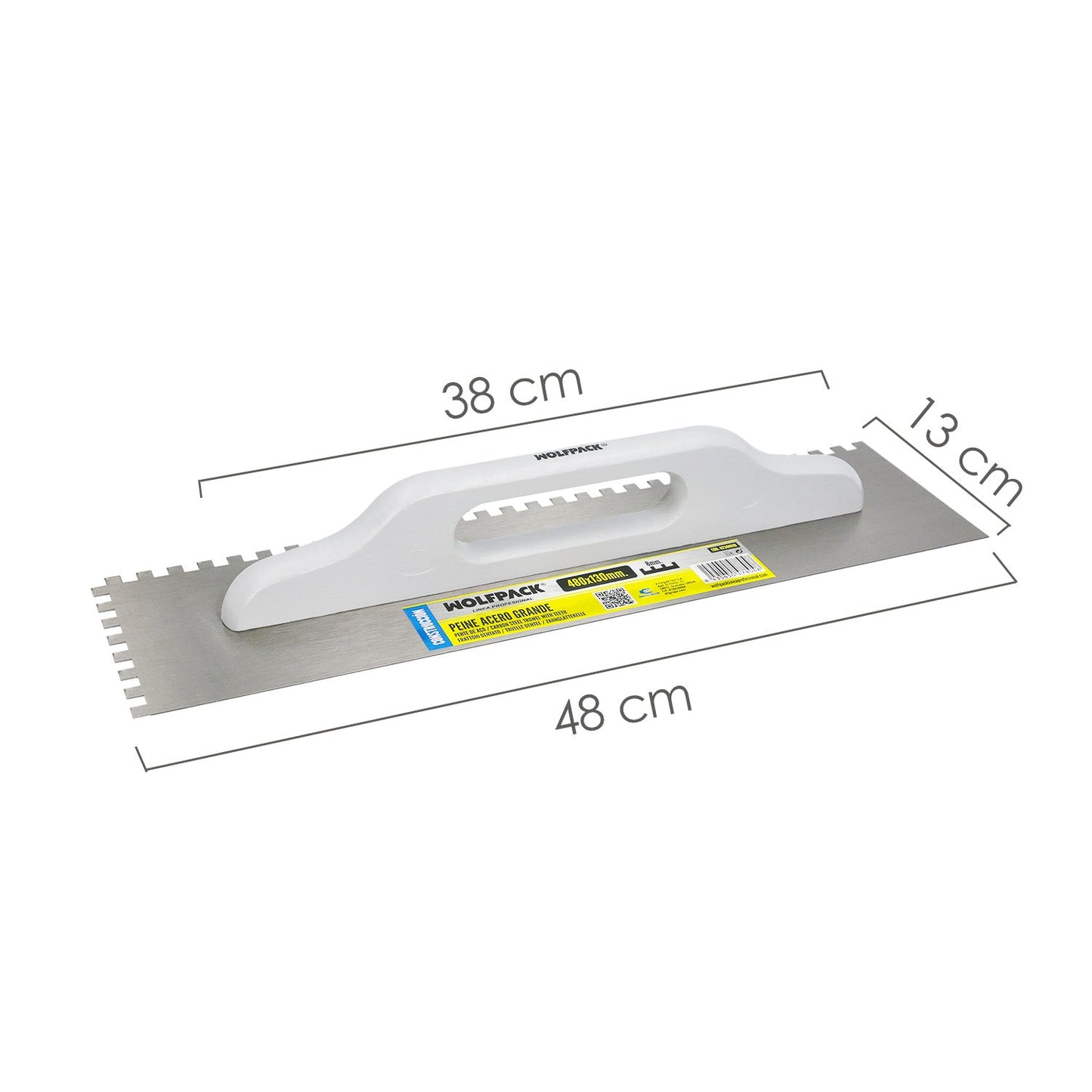 Peine Acero Grande 480x130 mm. Dientes de 8 mm.