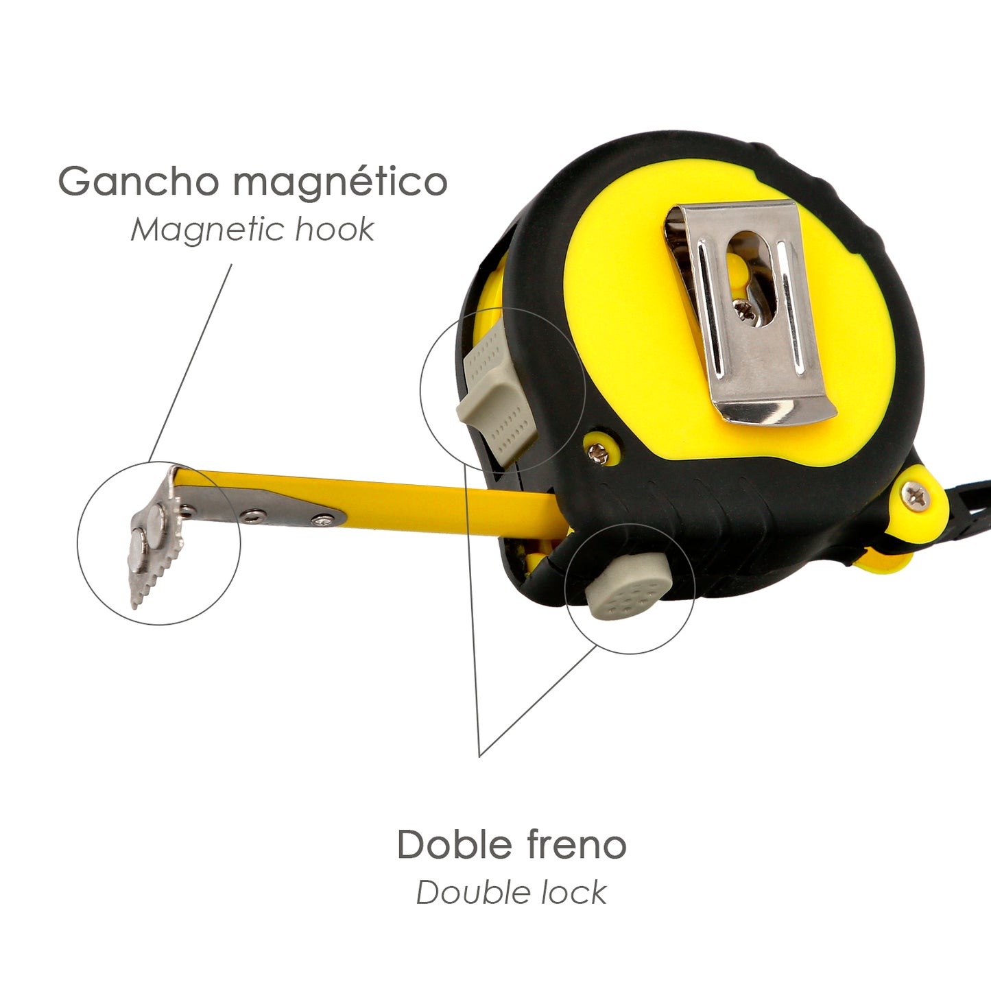 Gummy Grip Flexometer Com Freio Duplo Comprimento 3 Metros Largura 16 mm. Medição Magnetico.Metro, Medidor Magnético, Casa, Faça Você Mesmo