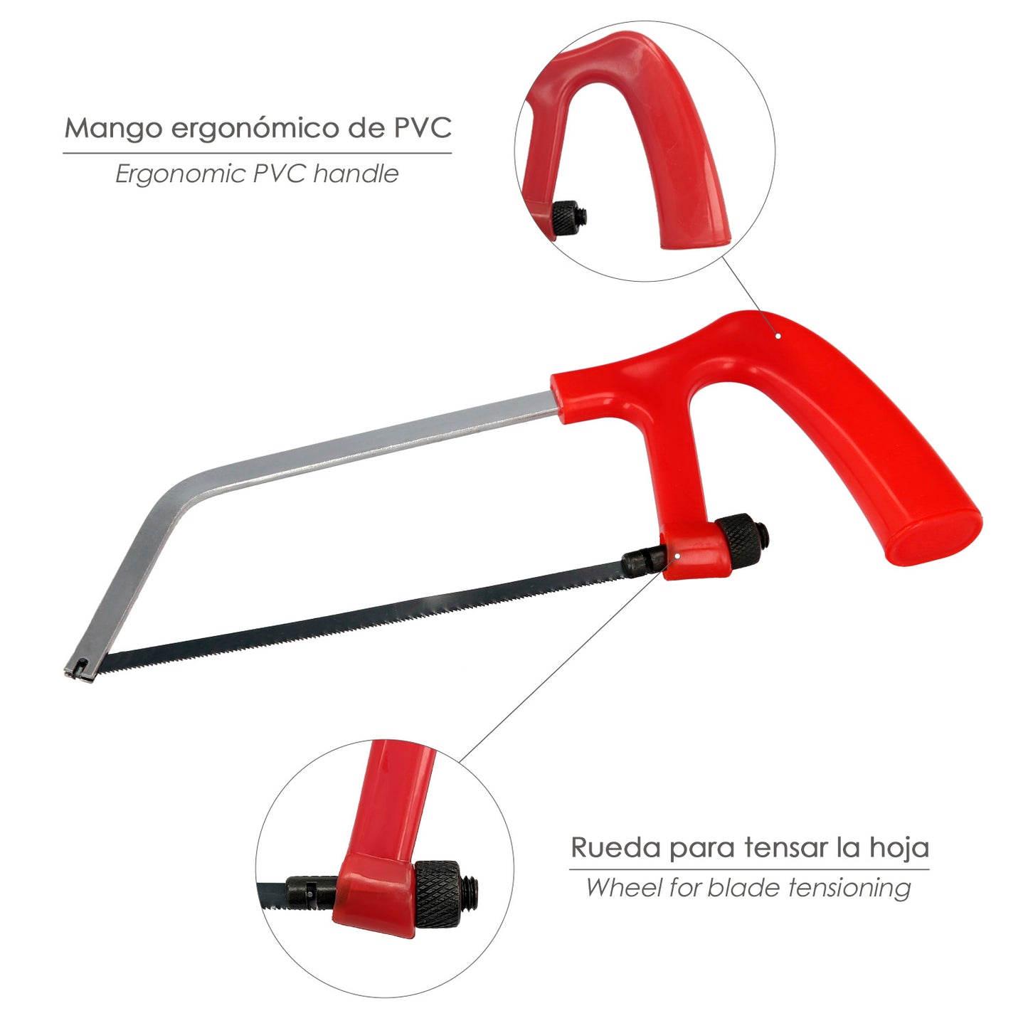 Mini serra arco com lâmina de 145 mm.