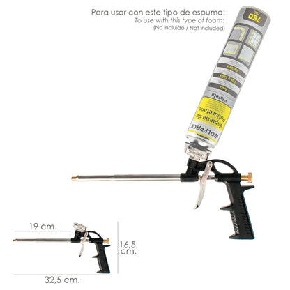 Pistola aplicadora de espuma de poliuretano ajustável