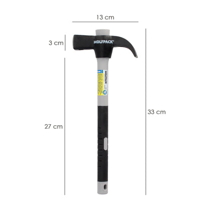 Martillo Uña Mango Fibra Vidrio Mango Fibra Vidrio Con Empuñadura Antideslizante. 600 Gramos 33 cm.