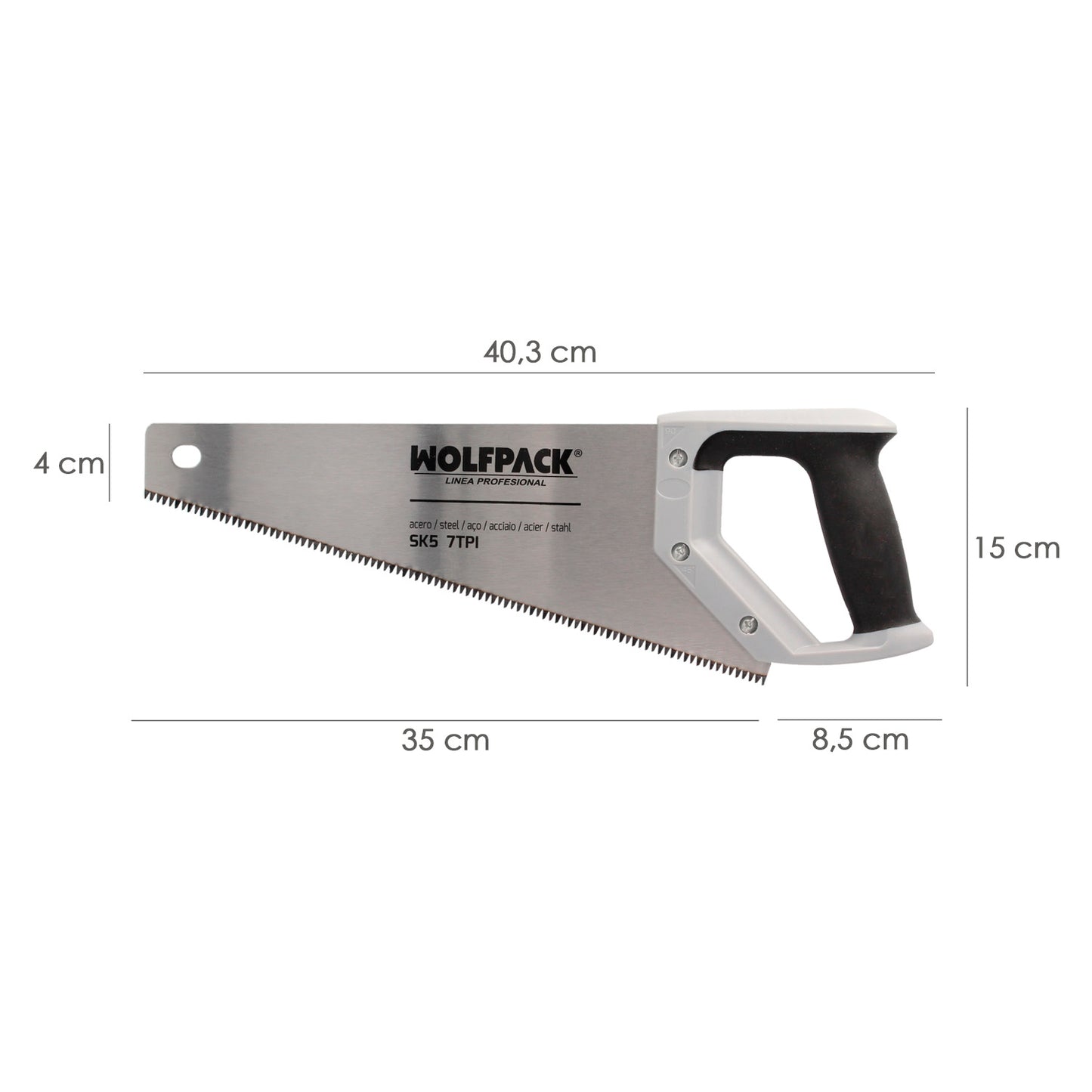 Serrucho Carpintero Bimaterial 350 mm. / 14" Acero SK5 Triple Afilado Sierra Carpintero, Serrucho Carpinteria, Sierra Costilla