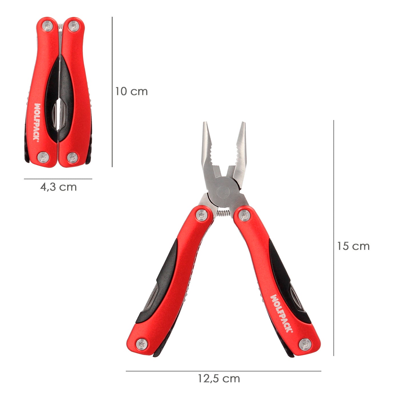 Alicates Multiusos Plegables Con Funda 12 Funciones, Multiherramienta con Alicates, Navaja, Sierra, Destornillador, Lima, Regla