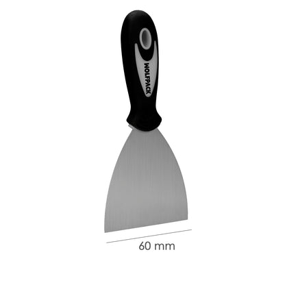 Espátula de Aço Inox Largura 60 mm. Com alça de borracha ergonômica, espátula de pintor, espátula de massa, paleta, paleta de arranhões