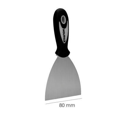 Espátula de Aço Inox Largura 80 mm. Com alça de borracha ergonômica, espátula de pintor, espátula de massa, paleta, paleta de arranhões