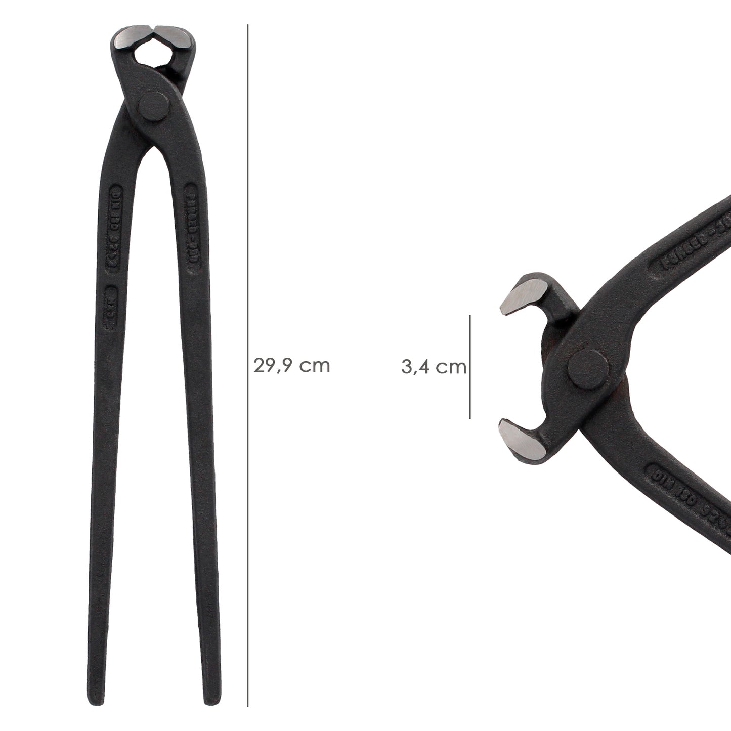 Tenazas Rusas Cromo Vanadio DIN / ISO 9242    12" Tenazas Ferralla, Carpinteria, Construccion