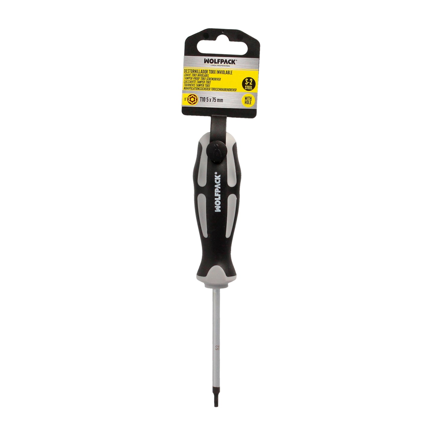 Destornillador Torx Inviolable Acero S2 Mango TPR Bimaterial. Medida T10 x Ø 5,0 x 75 mm.