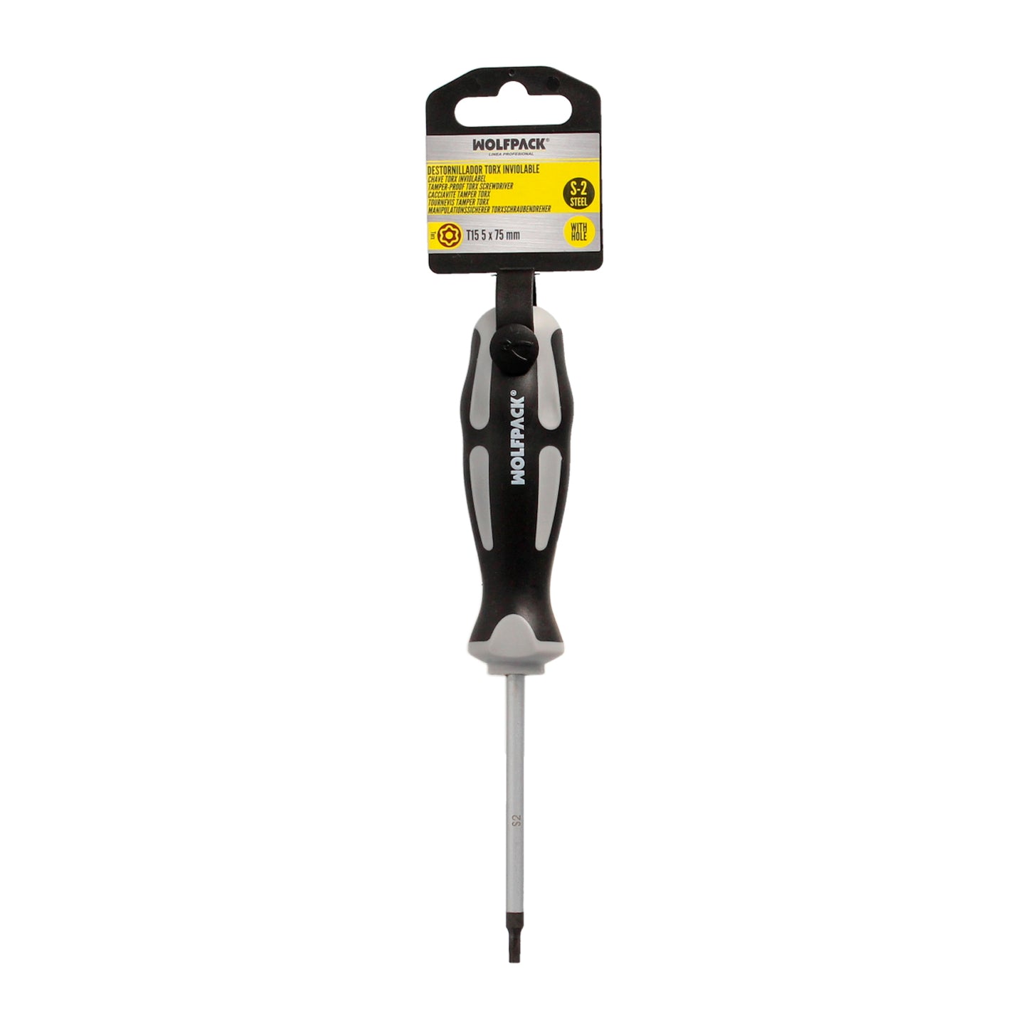 Destornillador Torx Inviolable Acero S2 Mango TPR Bimaterial. Medida T15 x Ø 5,0 x 75 mm.