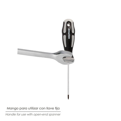 Chave de fenda Phillips de aço S2 Cabo TPR bimaterial. Medição de PH 1 x Ø 5,0 x 100 mm. DIN5262.