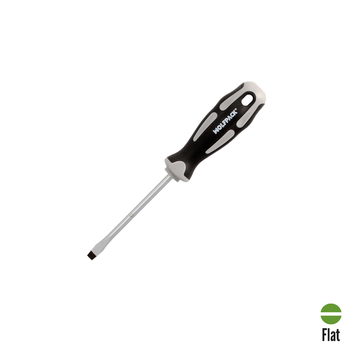 Chave de fenda plana estampada em aço S2 Cabo TPR bimaterial. Medida 1,2 x Ø 6,5 x 100 mm. DIN5265