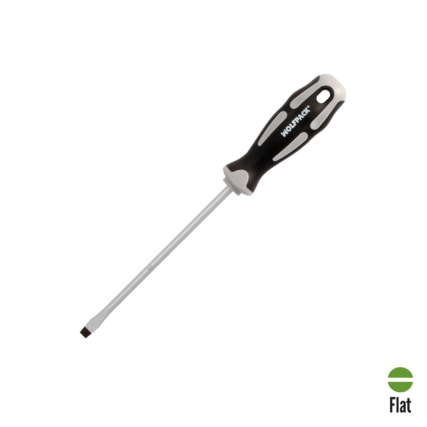 Chave de fenda plana estampada em aço S2 Cabo TPR bimaterial. Medida 1,2 x Ø 6,5 x 150 mm. DIN5265