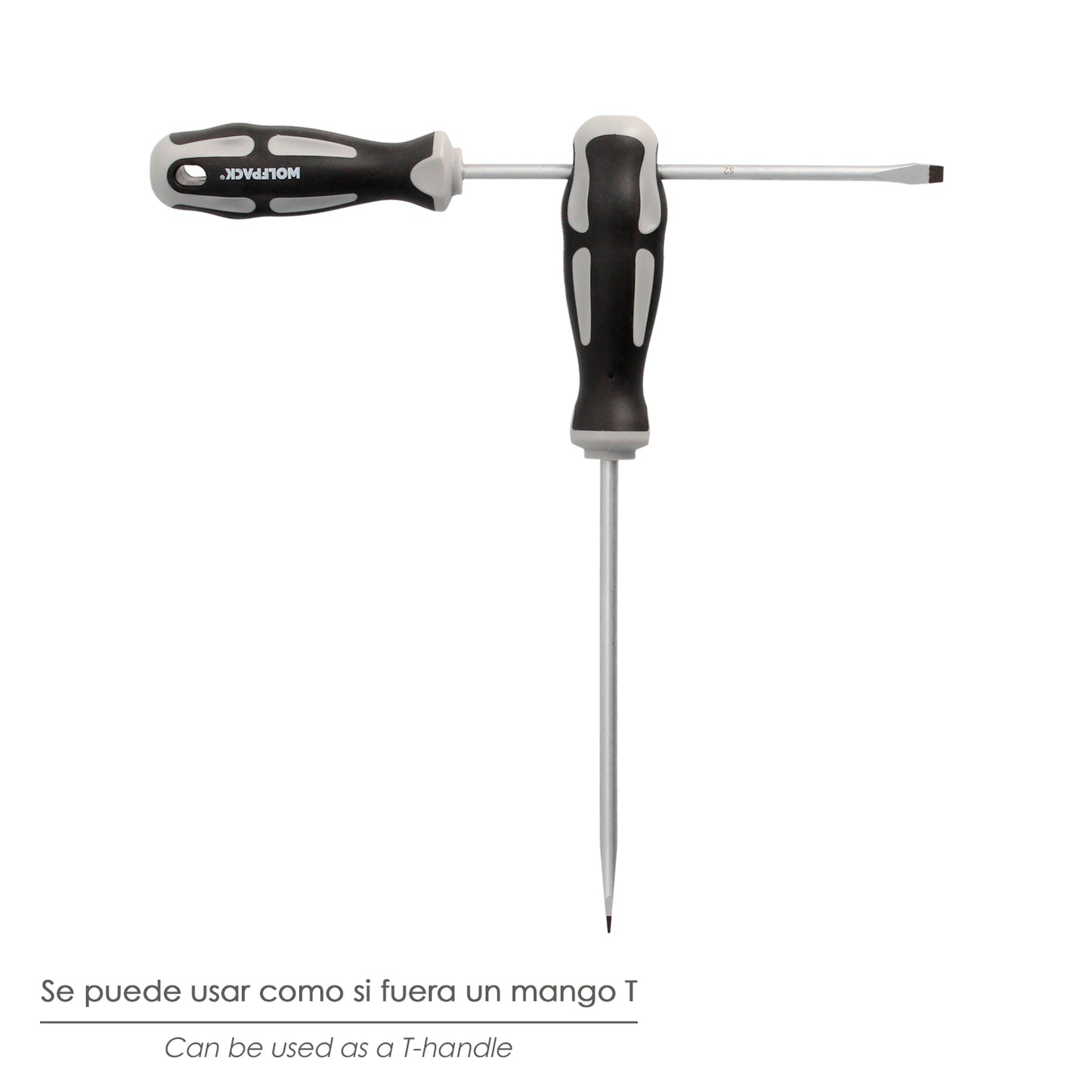 Chave de fenda plana estampada em aço S2 Cabo TPR bimaterial. Medida 1,6 x Ø 9,0 x 300 mm. DIN5265