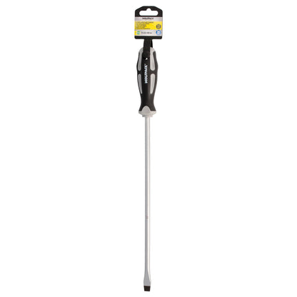 Chave de fenda plana estampada em aço S2 Cabo TPR bimaterial. Medida 1,6 x Ø 9,0 x 300 mm. DIN5265