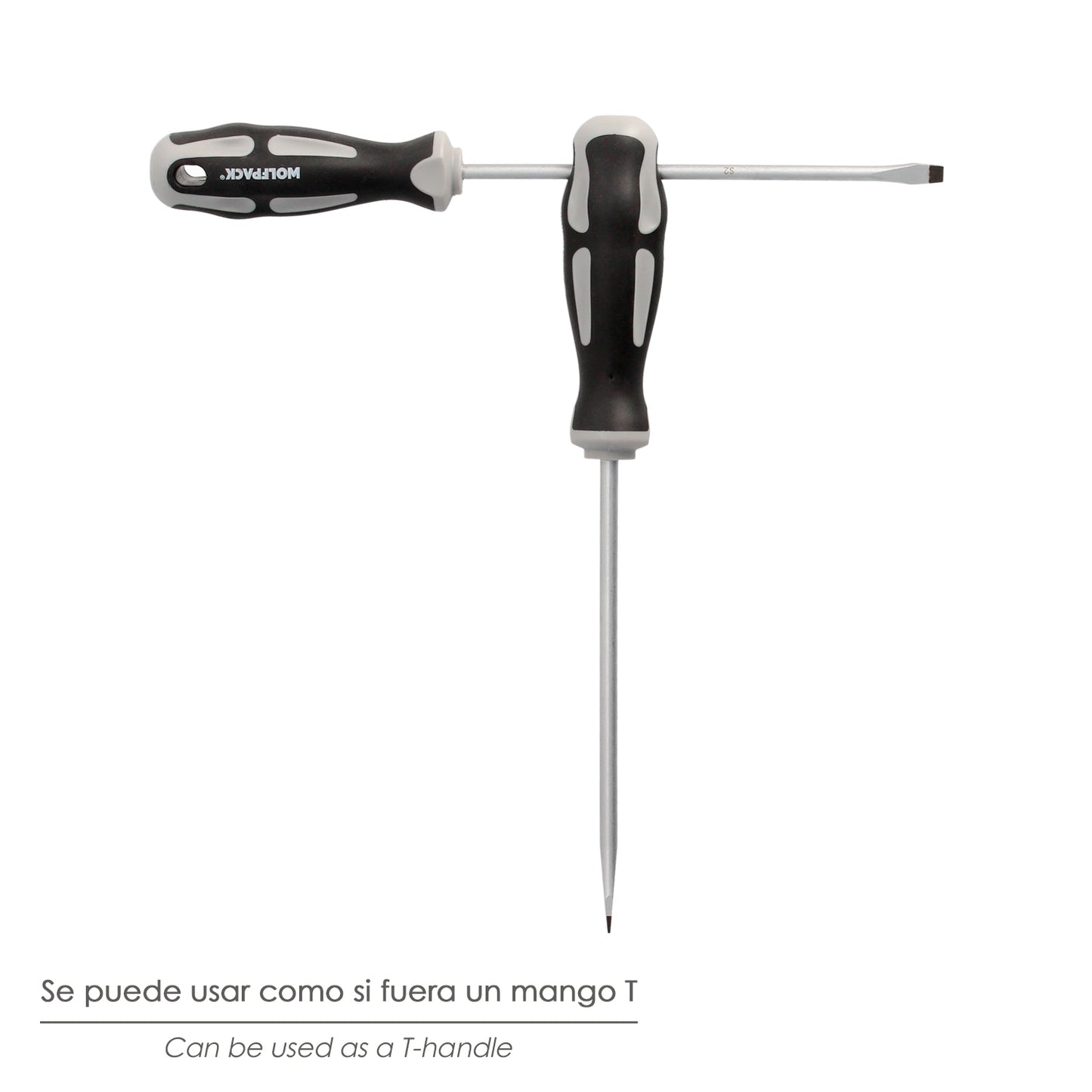 Chave de fenda plana vazia de aço S2 Cabo TPR bimaterial. Medida 0,8 x Ø 4,0 x 75 mm. DIN5265