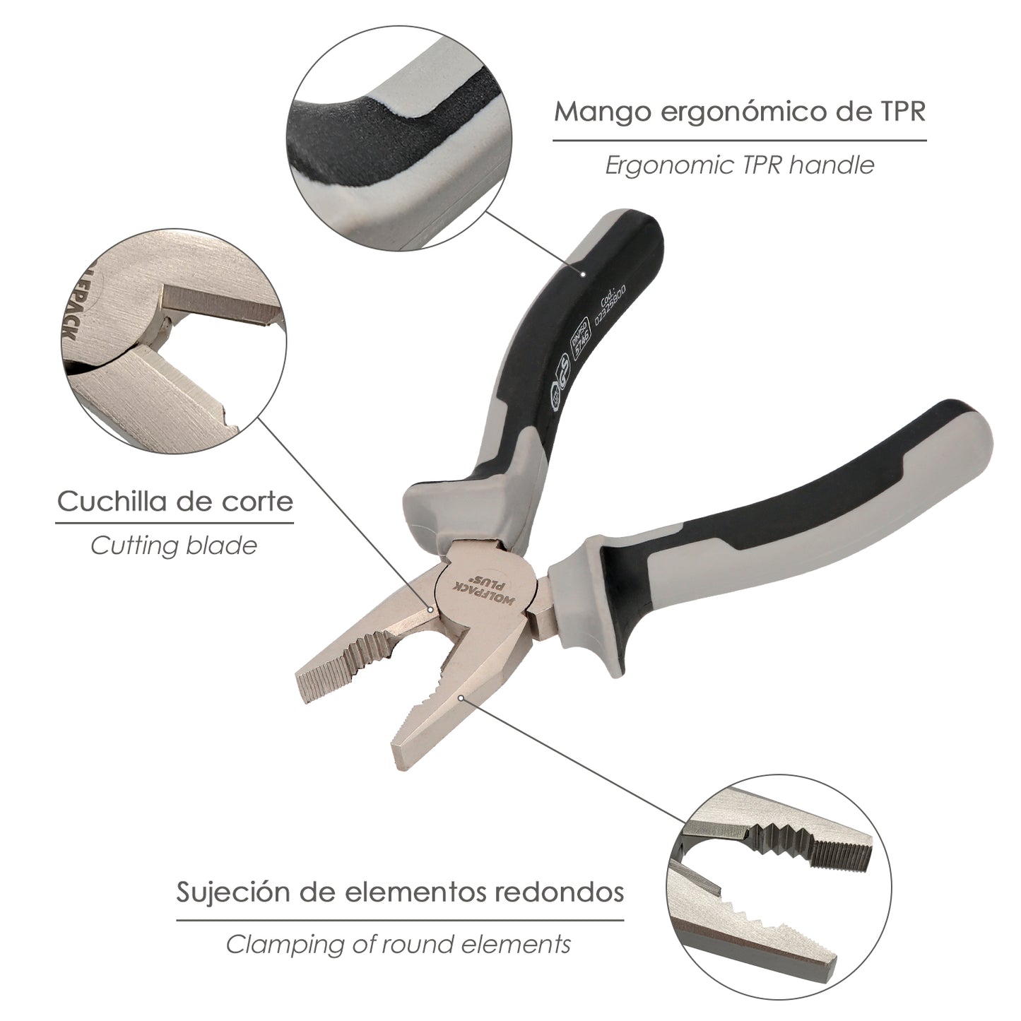 Alicates Universales 150 mm. Acero Cromo Vanadio DIN-ISO 5746