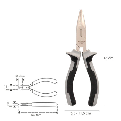 Alicates Boca Curva 150 mm. Acero Cromo Vanadio DIN-ISO 5745 Alicates Punta Curva, Alicates Boca Larga,