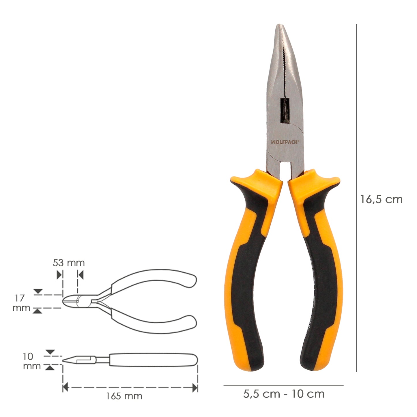 Alicates Boca Curva 150 mm. Acero DIN 5745 Alicates Punta Curva, Alicates Boca Larga,