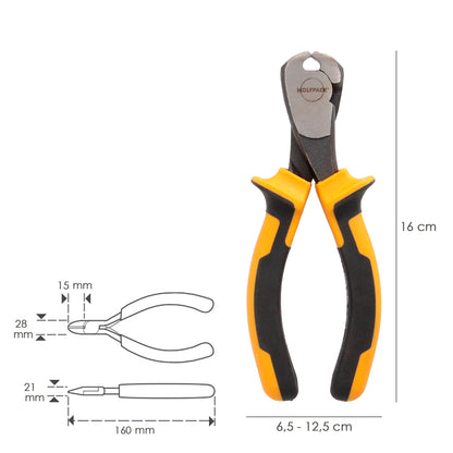 Alicates Corte Frontal 150 mm. Acero DIN 5745. Pelacables, Corta Cables, Pelador Cables,